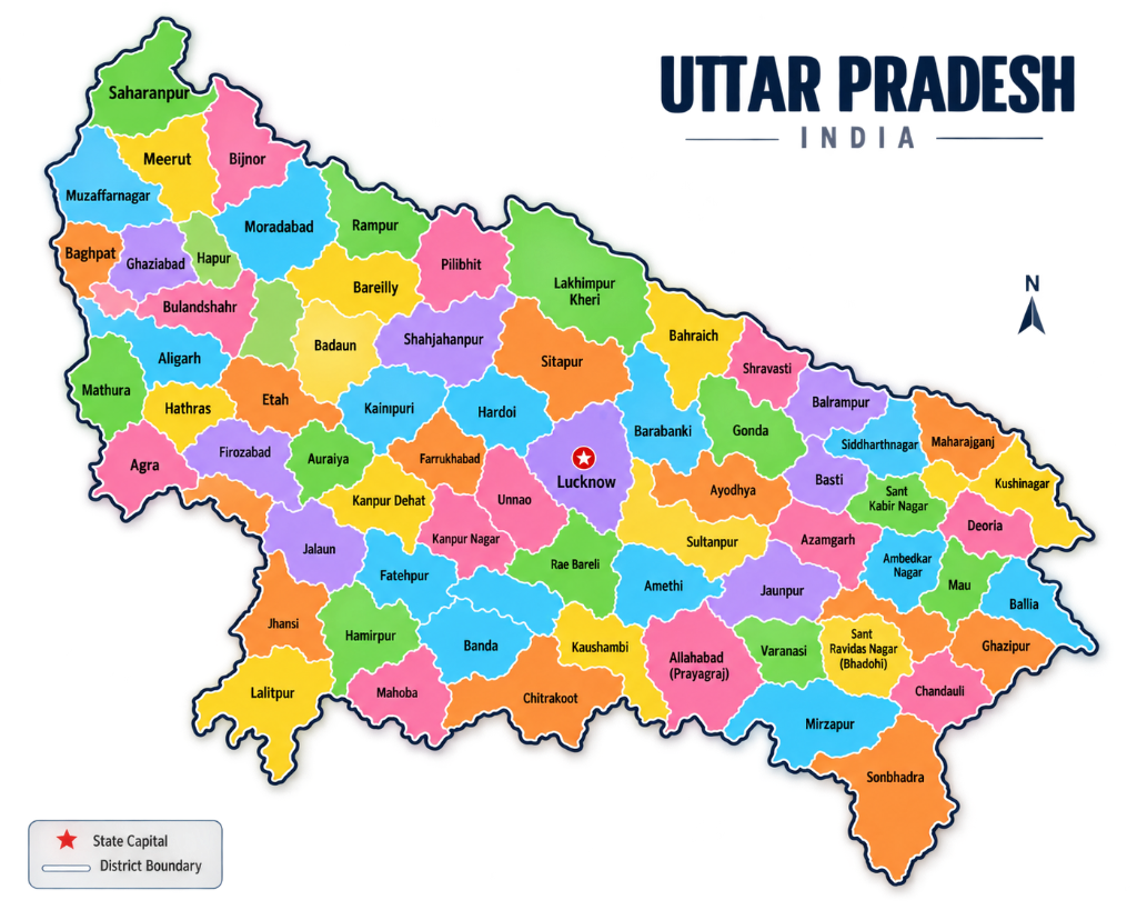 Uttar Pradesh District Map