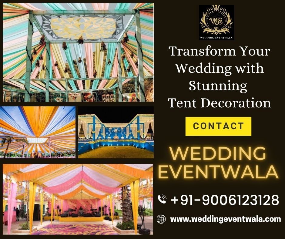 Stunning multicolored wedding tent decoration setup by Wedding Eventwala